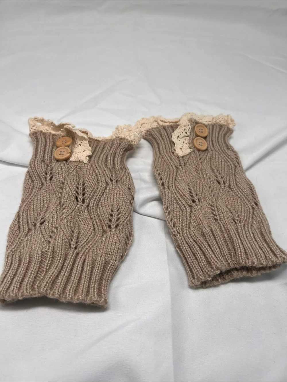 New Women's Khaki Brown Woven Crochet Knitted Sweater Boot Cuff Leg Warmers